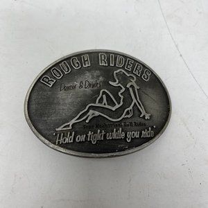 Vintage Metal Rough Riders “Hold On Tight While You Ride” Belt Buckle